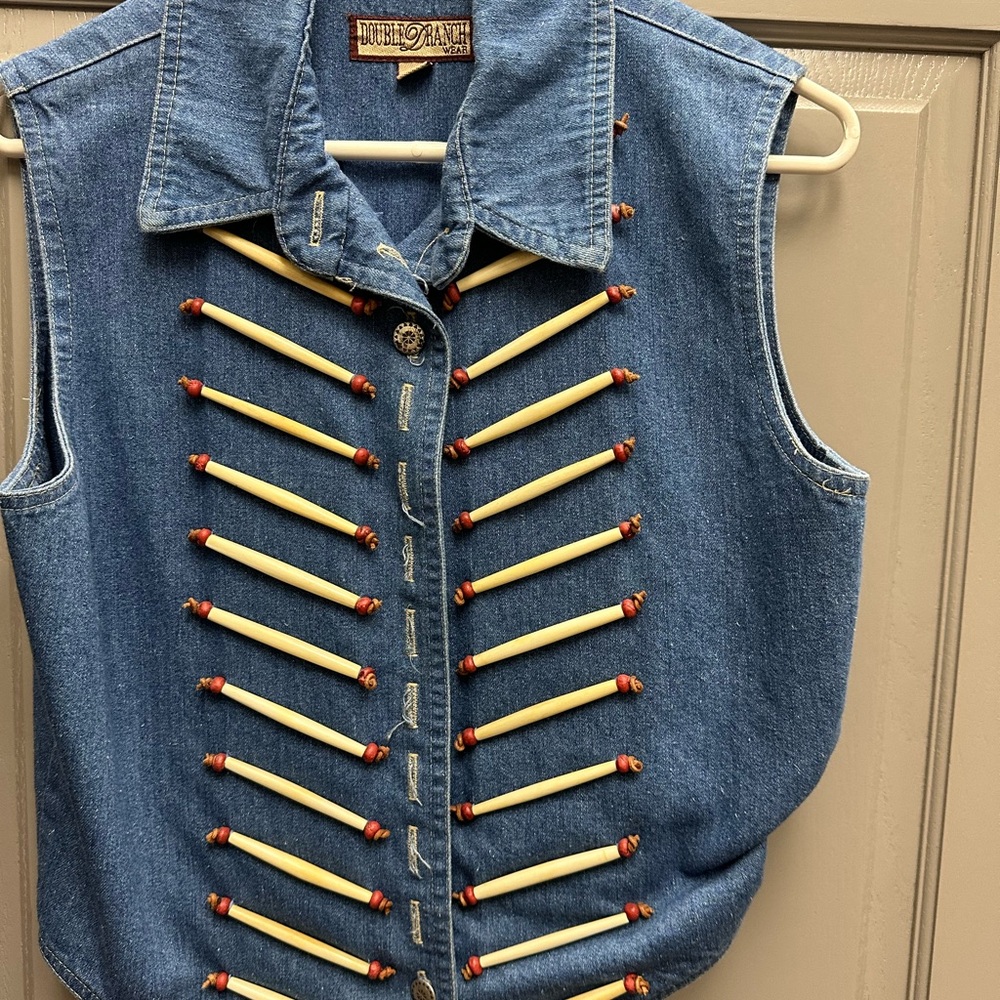 DOUBLE D RANCH WEAR • Denim Bone Beaded Vest